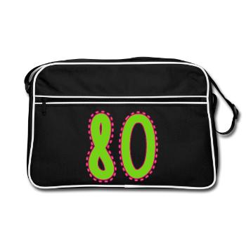 80. 80 ANS. 80e ANNIVERSAIRE. ANNIVERSAIRE 80 ANS. - Sac Retro - noir/blanc - Devant