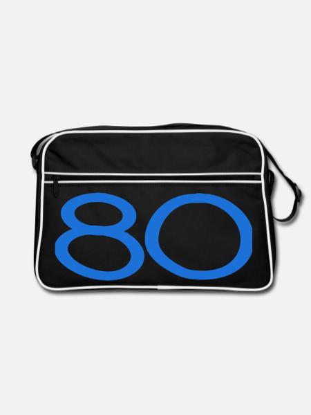 80. 80 JAHRE. 80-JÄHRIGES JUBILÄUM. 80. GEBURTSTAG. - Retro Tasche - Schwarz/Weiß - Vorne