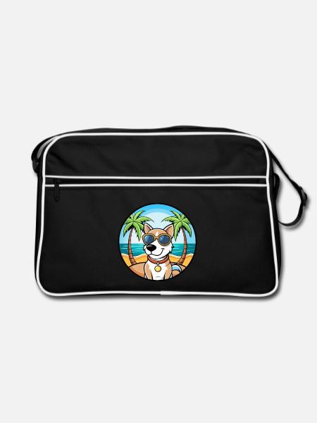 Ariege Pointer Hund Rasse Cartoon Sonnenbrille Strand - Retro Tasche - Schwarz/Weiß - Vorne