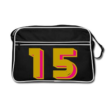 15. 15 ANS. 15e ANNIVERSAIRE. ANNIVERSAIRE 15 ANS. - Sac Retro - noir/blanc - Devant
