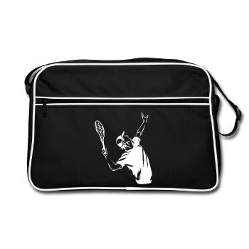 Spritziger Aufschlag Rasentennis - Retro Tasche - Schwarz/Weiß - Vorne
