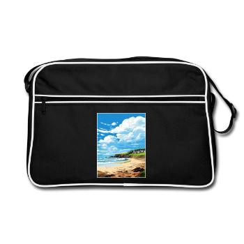 Porthtowan Cornwall Vintage Reiseposter Souvenir - Retro Tasche - Schwarz/Weiß - Vorne