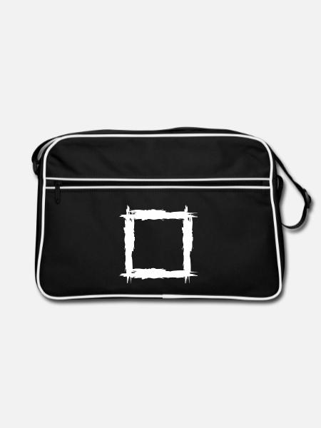 Quadrat weiß - Retro Tasche - Schwarz/Weiß