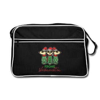 Wackere Erdmännchen Weihnachtsmann - Retro Tasche - Schwarz/Weiß - Vorne
