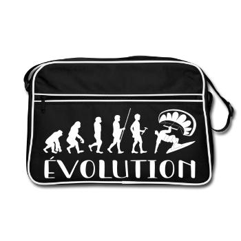 Evolution Vom Affen zum Surfer - Retro Tasche - Schwarz/Weiß - Vorne