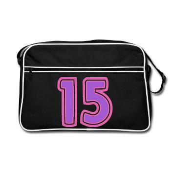 15. 15 ANS. 15e ANNIVERSAIRE. ANNIVERSAIRE 15 ANS. - Sac Retro - noir/blanc - Devant