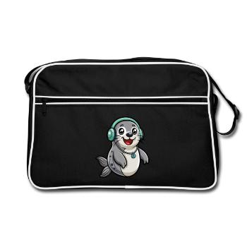 Seal Funny Cartoon Character Musique de casque - Sac Retro - noir/blanc - Devant