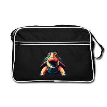tortue dessin animé personnage animal de compagnie coloré - Sac Retro - noir/blanc - Devant