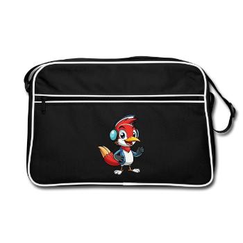 Woodpecker Funny Cartoon Character Musique de casque - Sac Retro - noir/blanc - Devant