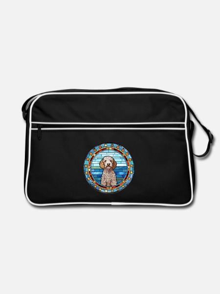 Spanischer Wasserhund Rasse Buntes Glas Wat - Retro Tasche - Schwarz/Weiß