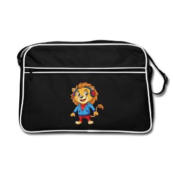 Lion Funny Cartoon Character Musique de casque - Sac Retro - noir/blanc - Devant