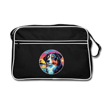 Karpaten-Schäferhund-Rasse Bunte Karikatur Wat - Retro Tasche - Schwarz/Weiß - Vorne