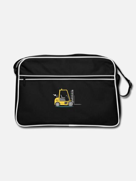 Gabelstapler Stapler - Retro Tasche - Schwarz/Weiß