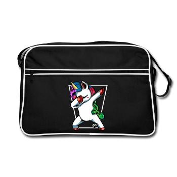 Unicorn Dab with Rainbow - Retro Bag - black/white - Front