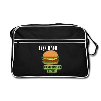 Füttere mich bitte mit Hamburgern Burger Eater Foo - Retro Tasche - Schwarz/Weiß - Vorne