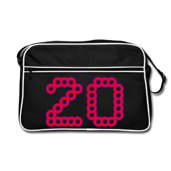 20. 20 ANS. 20e ANNIVERSAIRE. ANNIVERSAIRE 20 ANS. - Sac Retro - noir/blanc - Devant