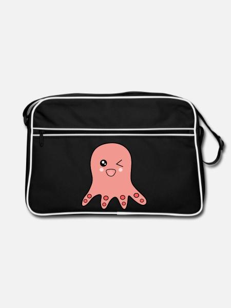 Octopus marine animals - Retro Bag - black/white - Front