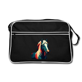 Pony Cartoon Character Colorful Pet Animal - Retro Bag - black/white - Front