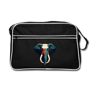 Éléphant Dessin Animé Personnage Animal De Compagnie Coloré - Sac Retro - noir/blanc - Devant