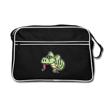 Umschlingende Python Regenwald - Retro Tasche - Schwarz/Weiß - Vorne