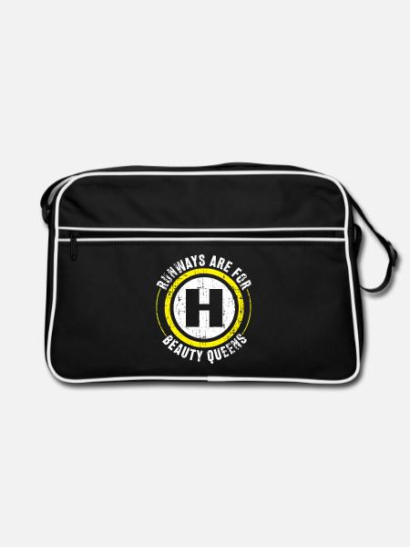 Helicopter Pilot Geschenk - Retro Tasche - Schwarz/Weiß