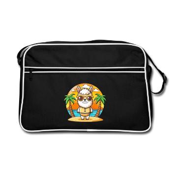 Lama Lustige Cartoon Sommer Strand Sonnenbrille - Retro Tasche - Schwarz/Weiß - Vorne