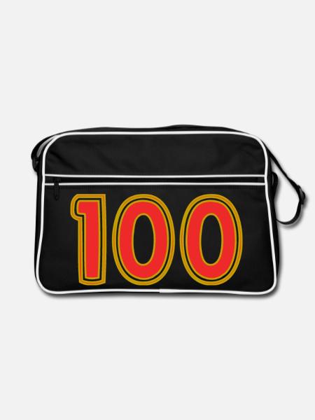 100. 100 JAHRE. 100-JÄHRIGES JUBILÄUM. 100. GEBURTSTAG - Retro Tasche - Schwarz/Weiß - Vorne