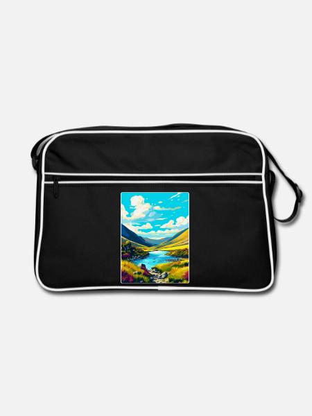 Wicklow Mountains Irland Vereinigtes Königreich Vintage Reiseposter - Retro Tasche - Schwarz/Weiß - Vorne