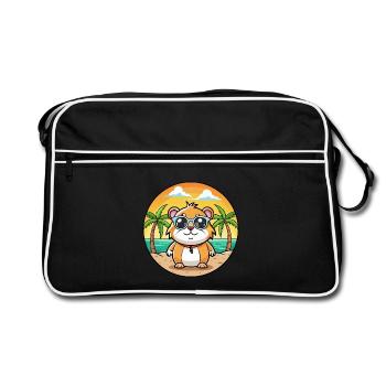 Cochon d’Inde Drôle Dessin Animé Plage Été Lunettes de soleil - Sac Retro - noir/blanc - Devant