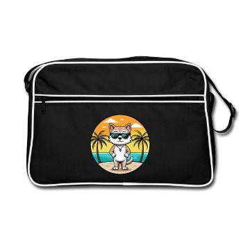 Burmilla Cat Breed Cartoon Lunettes de soleil Beach - Sac Retro - noir/blanc - Devant