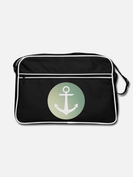 Anker Kreisrund / Anchor circular - Retro Tasche - Schwarz/Weiß