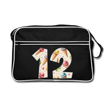 GLACE NUMÉRO 12 ANS CRÈME GLACÉE 12E ANNIVERSAIRE - Sac Retro - noir/blanc - Devant
