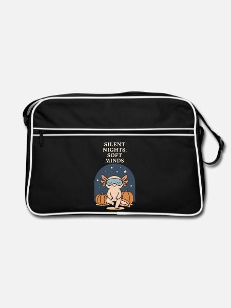 Axolotl Silent Nights Halloween - Retro Tasche - Schwarz/Weiß
