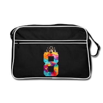 DOG 8 YEAR OLD DACHSHUND 8TH BIRTHDAY - Retro Bag - black/white - Front