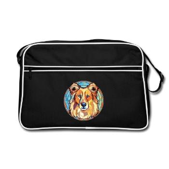 Karpaten-Schäferhund-Rasse buntes Aquarell - Retro Tasche - Schwarz/Weiß - Vorne