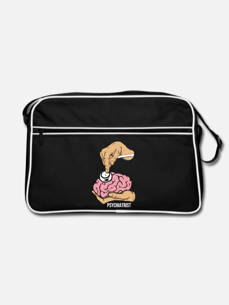 Schlauer Psychiater Gehirnexperte - Retro Tasche - Schwarz/Weiß