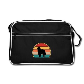 Karpaten Schäferhund Silhouette Retro Sonnenuntergang - Retro Tasche - Schwarz/Weiß - Vorne