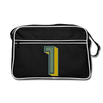 1. 1 AN. 1er ANNIVERSAIRE. ANNIVERSAIRE 1 AN - Sac Retro - noir/blanc - Devant