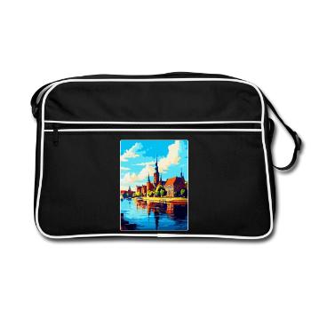 Szczecin Pologne Affiche de voyage vintage souvenir WPA - Sac Retro - noir/blanc - Devant
