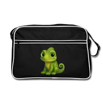 Chamäleon – bunt & bezaubernd - Retro Tasche - Schwarz/Weiß - Vorne