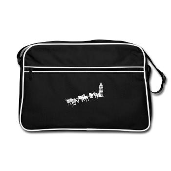 Flinker Schlittenhund Arktisfahrt - Retro Tasche - Schwarz/Weiß - Vorne
