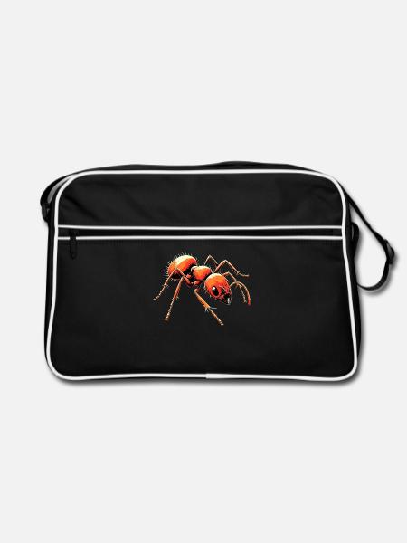 fourmi fourmi de forêt fourmi de feu insecte fourmis mignonnes - Sac Retro - noir/blanc