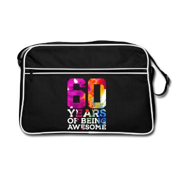 60 YEARS OF BEING AWESOME 60. GEBURTSTAG - Retro Tasche - Schwarz/Weiß - Vorne