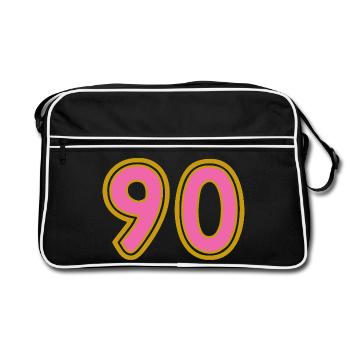 90. 90 JAHRE. 90-JÄHRIGES JUBILÄUM. 90-JÄHRIGES JUBILÄUM. - Retro Tasche - Schwarz/Weiß - Vorne