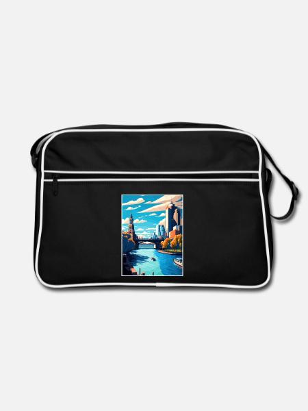 Melbourne Australien Vintage Reiseposter Souvenir - Retro Tasche - Schwarz/Weiß
