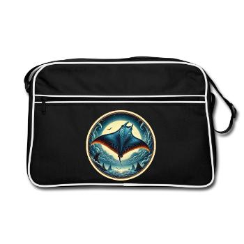 Rochen Fisch - Retro Tasche - Schwarz/Weiß - Vorne