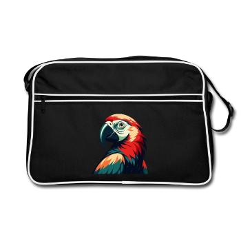 Perroquet Dessin animé Personnage Animal de compagnie coloré - Sac Retro - noir/blanc - Devant