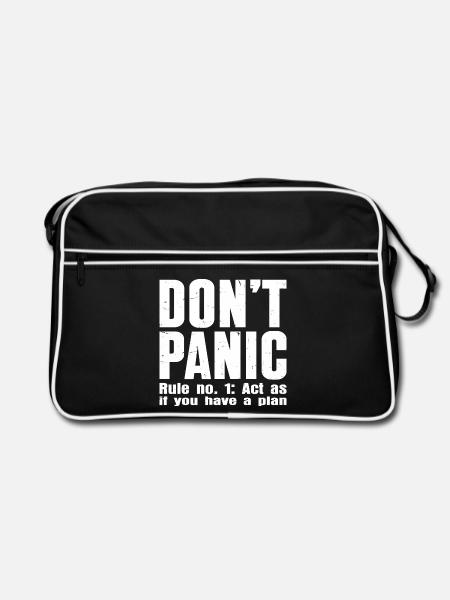 Keine Panik – Vertraulichkeitsmodus: EIN - Retro Tasche - Schwarz/Weiß - Vorne