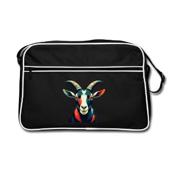 Chèvre Dessin animé Personnage Animal de compagnie coloré - Sac Retro - noir/blanc - Devant