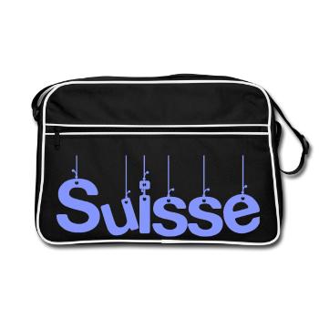 SUISSE. HUMOUR. PAYS. DRAPEAU. GENEVE. LAUSANNE - Sac Retro - noir/blanc - Devant